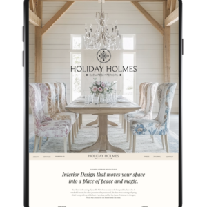 An Ipad mockup of a website template for interior designers.